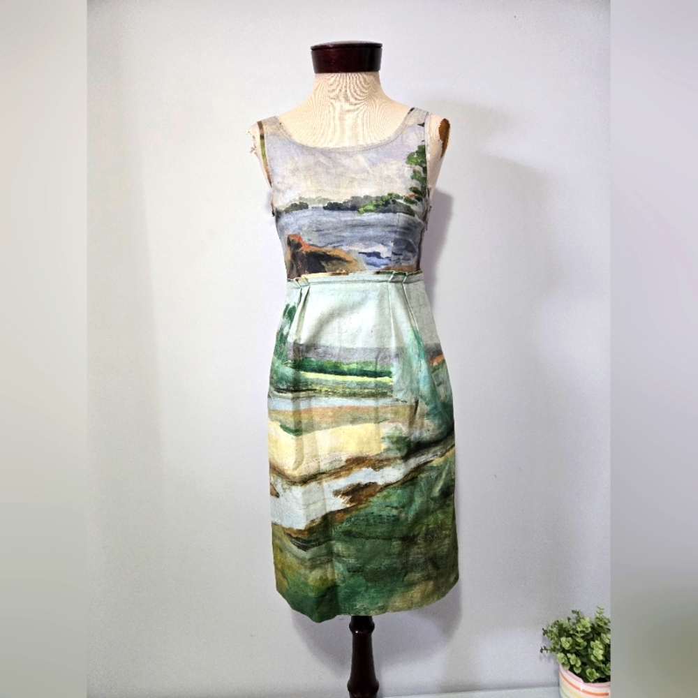 Odille Anthropologie Impressionist Print Sleeveless Cotton Dress. Size 0